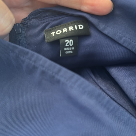 Torrid Illusion Navy Blue Striped Mesh Skater Fit & Flare Dress Plus size 20 - Picture 8 of 8